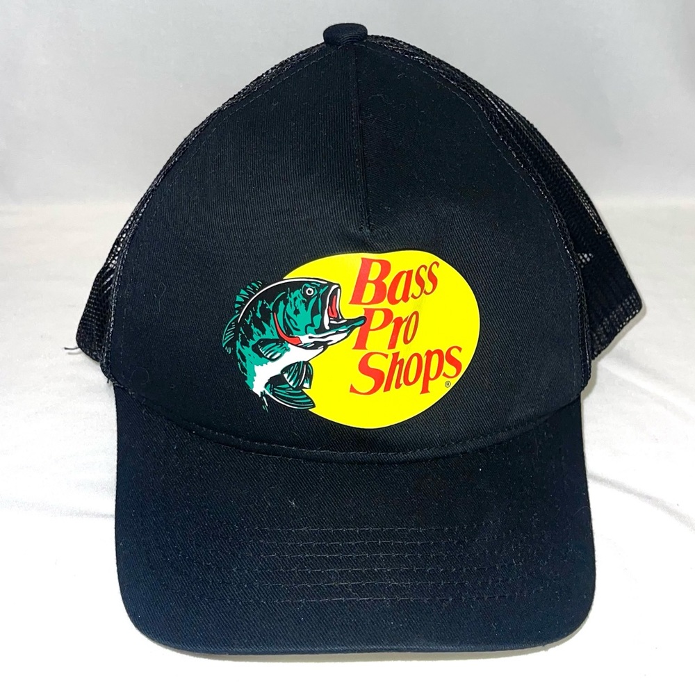 Bass pro shops black trucker hat adjustable